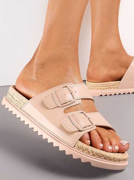 Tia - Sandaler med spænder og sål i flettet look